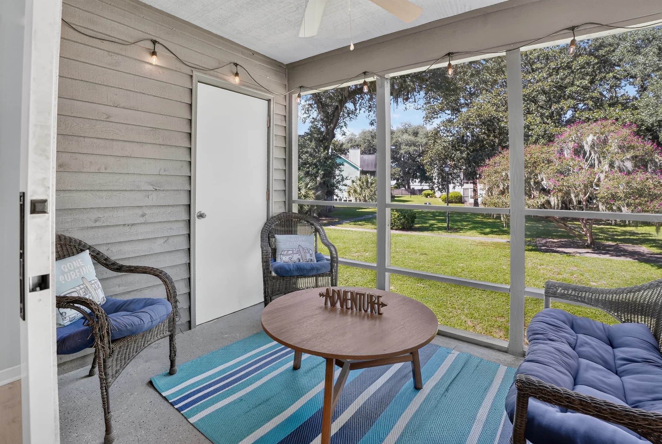 Screened porch overlooking the grounds at 6231 Rolling Fork Road Unit F